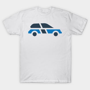 Car Blue On T-Shirt
